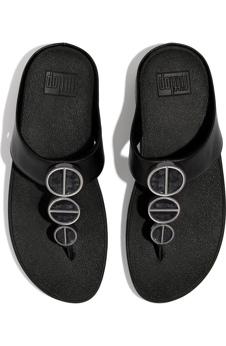 FitFlop Metallic Medallion Flip Flop, Alternate, color, All Black