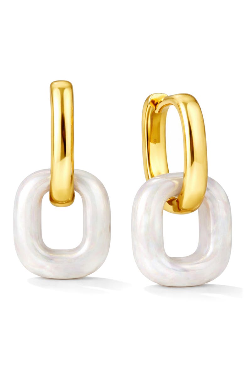 Square Resin Drop Hoop Earrings, Main, color, GOLD