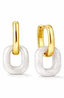 Square Resin Drop Hoop Earrings