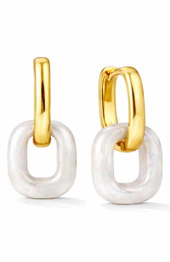 Square Resin Drop Hoop Earrings