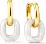 GABI RIELLE Square Resin Drop Hoop Earrings