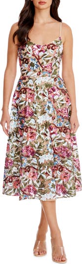 Uma Sequin Floral Cocktail Dress