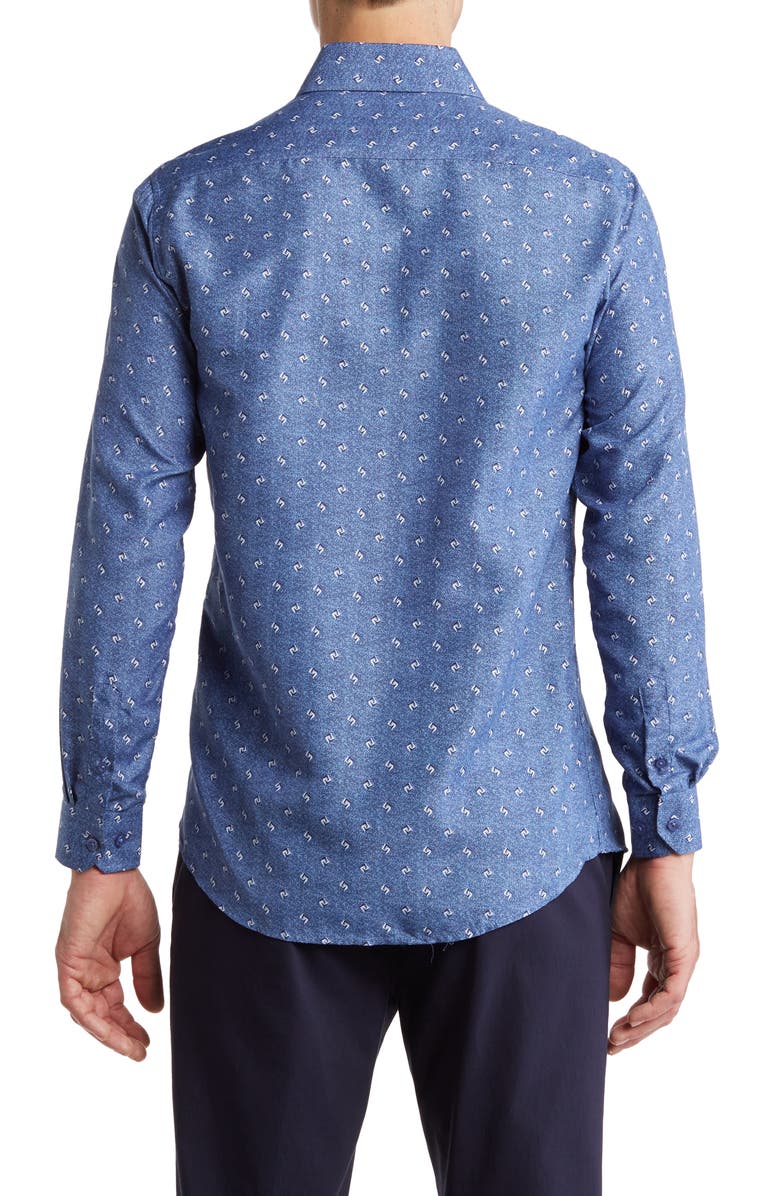 Azaro Uomo Slim Fit Geometric Print Performance Dress Shirt, Alternate, color,