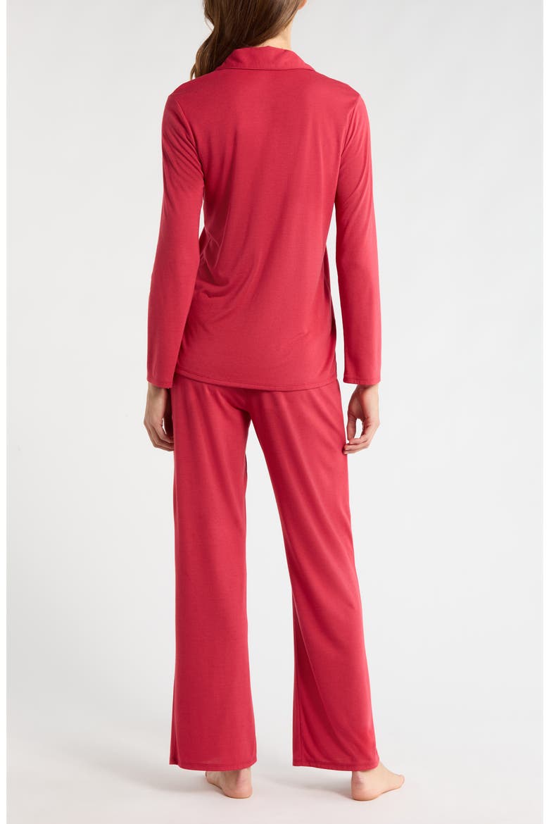 Embroidered Jersey Pajamas, Alternate, color, CHERRY RED