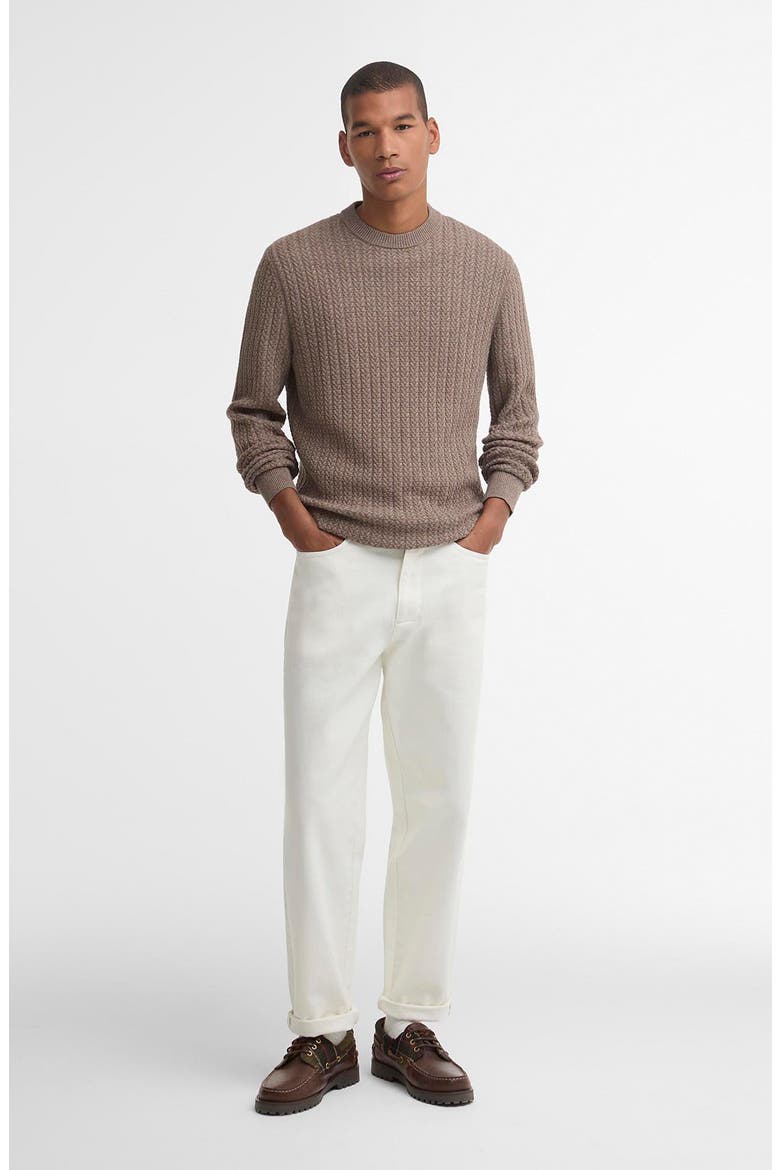 Herringbone Knit Crewneck Sweater, Alternate, color, STONE
