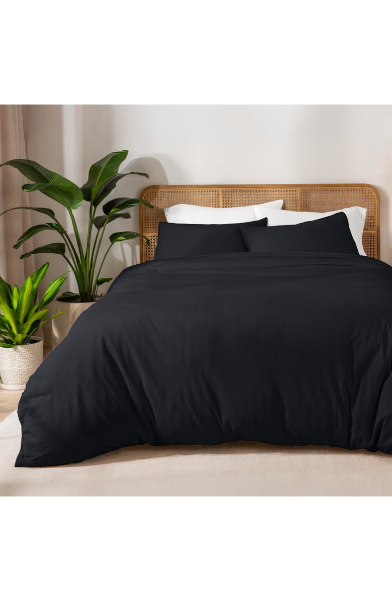 Bare Home Organic Cotton Jersey Duvet Cover & Pillowsham Set, Alternate, color, Black