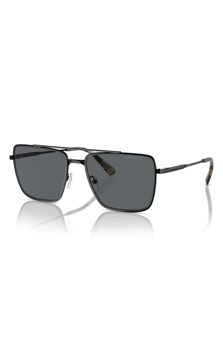 Michael Kors Blue Ridge 58mm Square Sunglasses, Alternate, color, Shiny Black / Dark Grey Solid