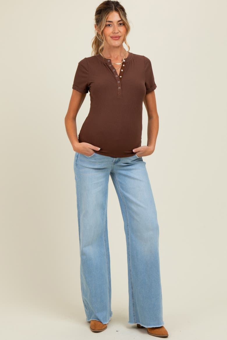 Raw Hem Wide Leg Maternity Jeans, Main, color, Light Blue