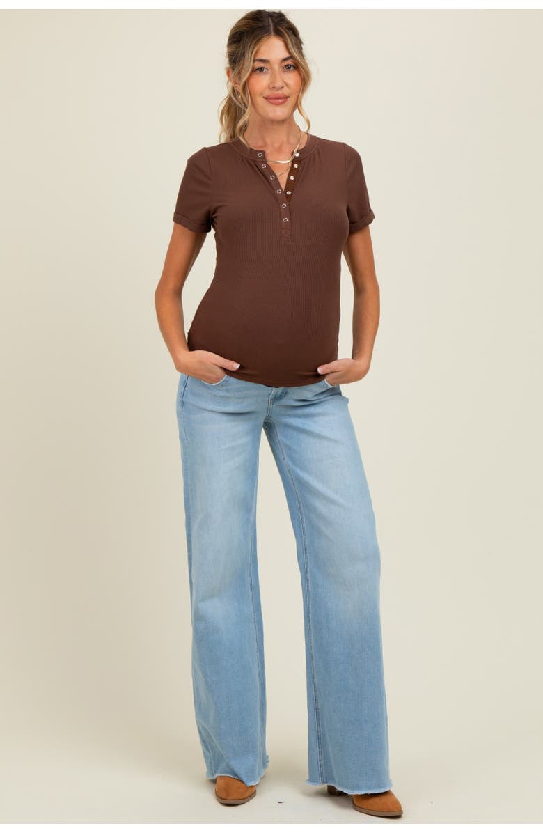 PinkBlush Raw Hem Wide Leg Maternity Jeans, Main, color, Light Blue