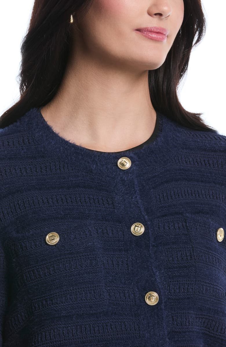 Laundry by Shelli Segal Bouclé Cardigan, Alternate, color, Peacoat