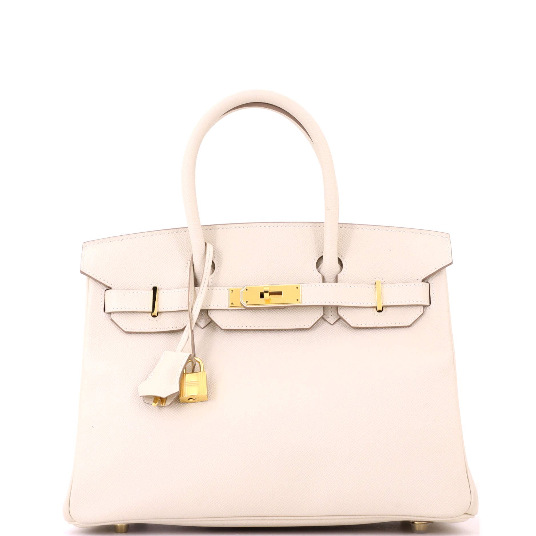 Birkin Handbag Light Epsom with Gold Hardware 30, Main, color, White