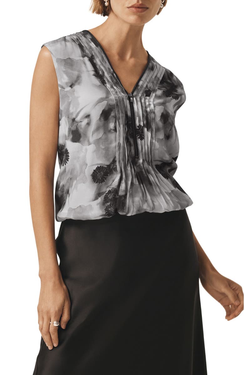 MINT VELVET Floral Print Sleeveless Top, Main, color, Grey