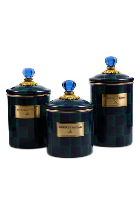 Juniper Check Set of 3 Canisters