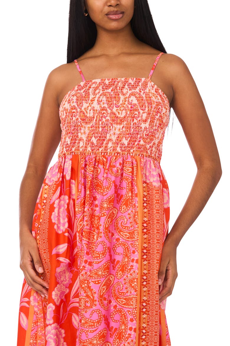 Floral Paisley Smocked Cotton Sundress, Alternate, color, PINK MULTI