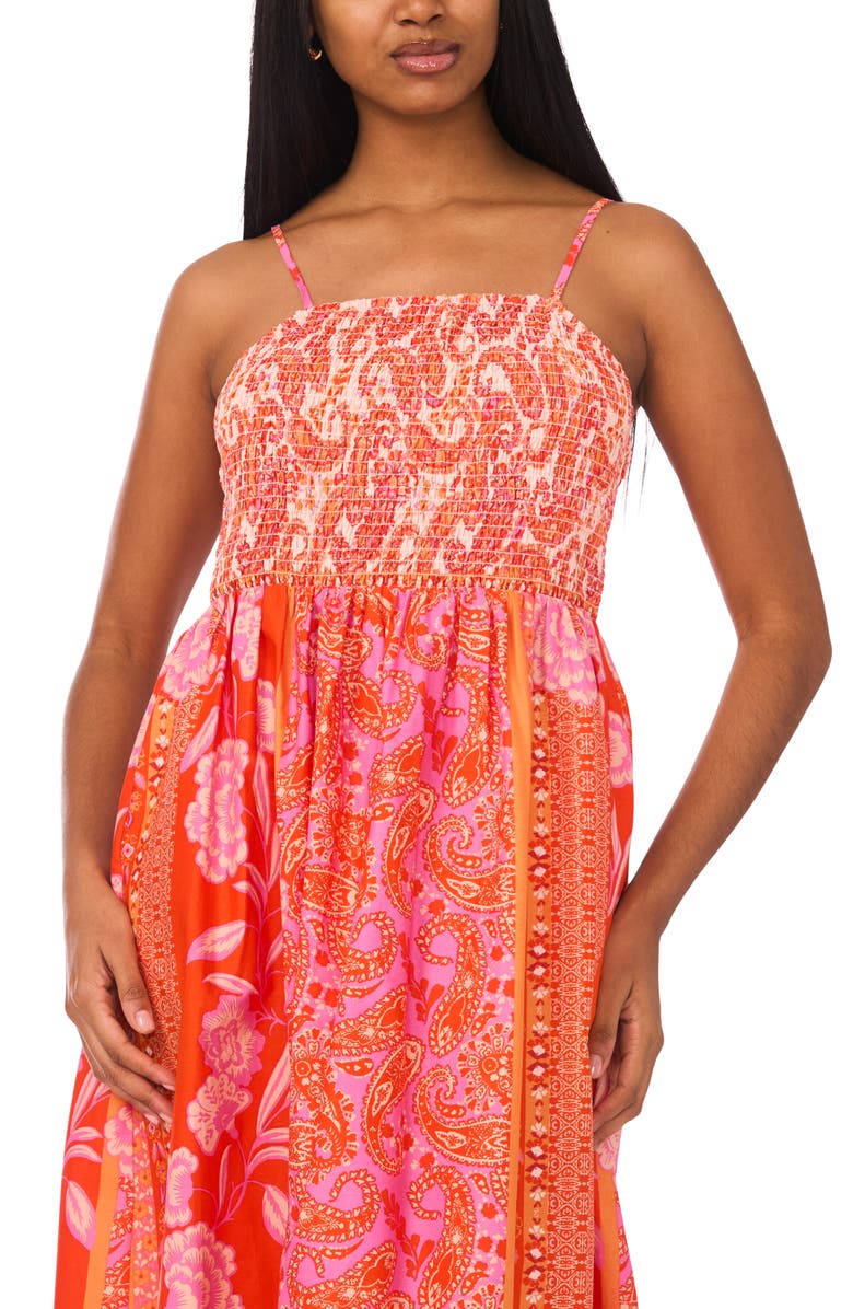 Halogen<sup>®</sup> Floral Paisley Smocked Cotton Sundress, Alternate, color, Pink Multi