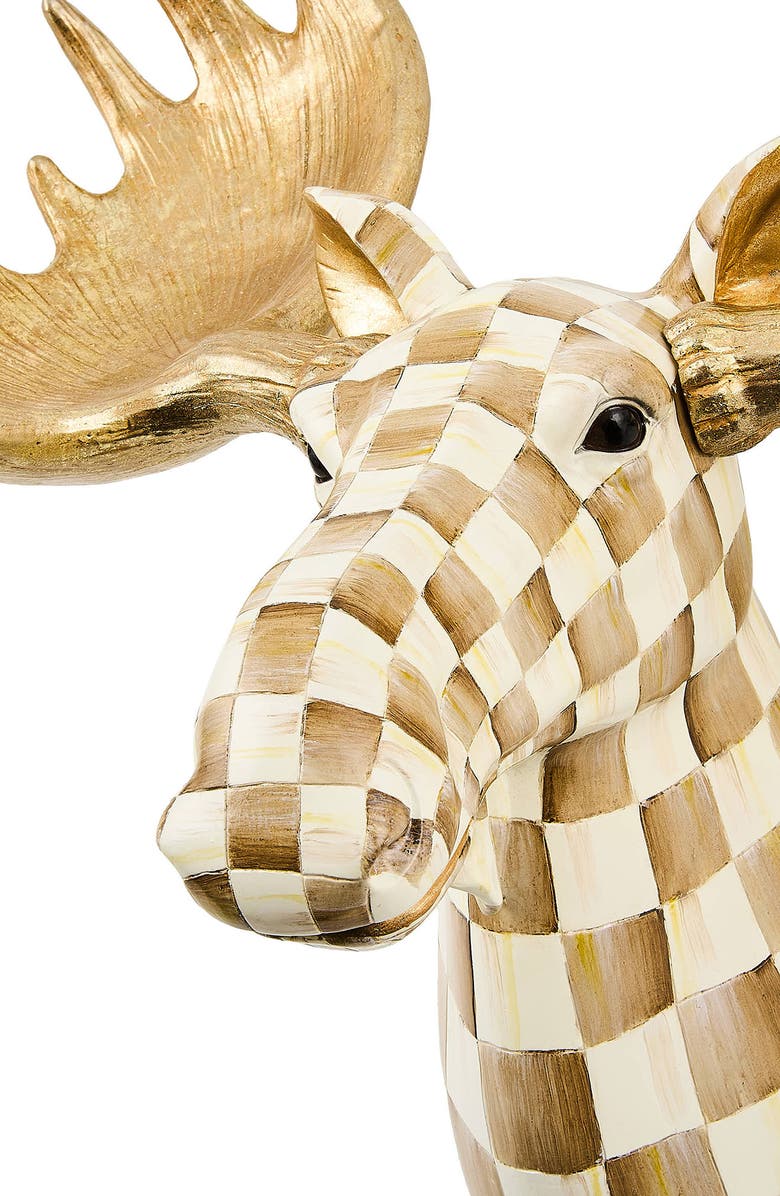 MACKENZIE CHILDS Mocha Check Moose Wall Decor, Alternate, color, Mocha