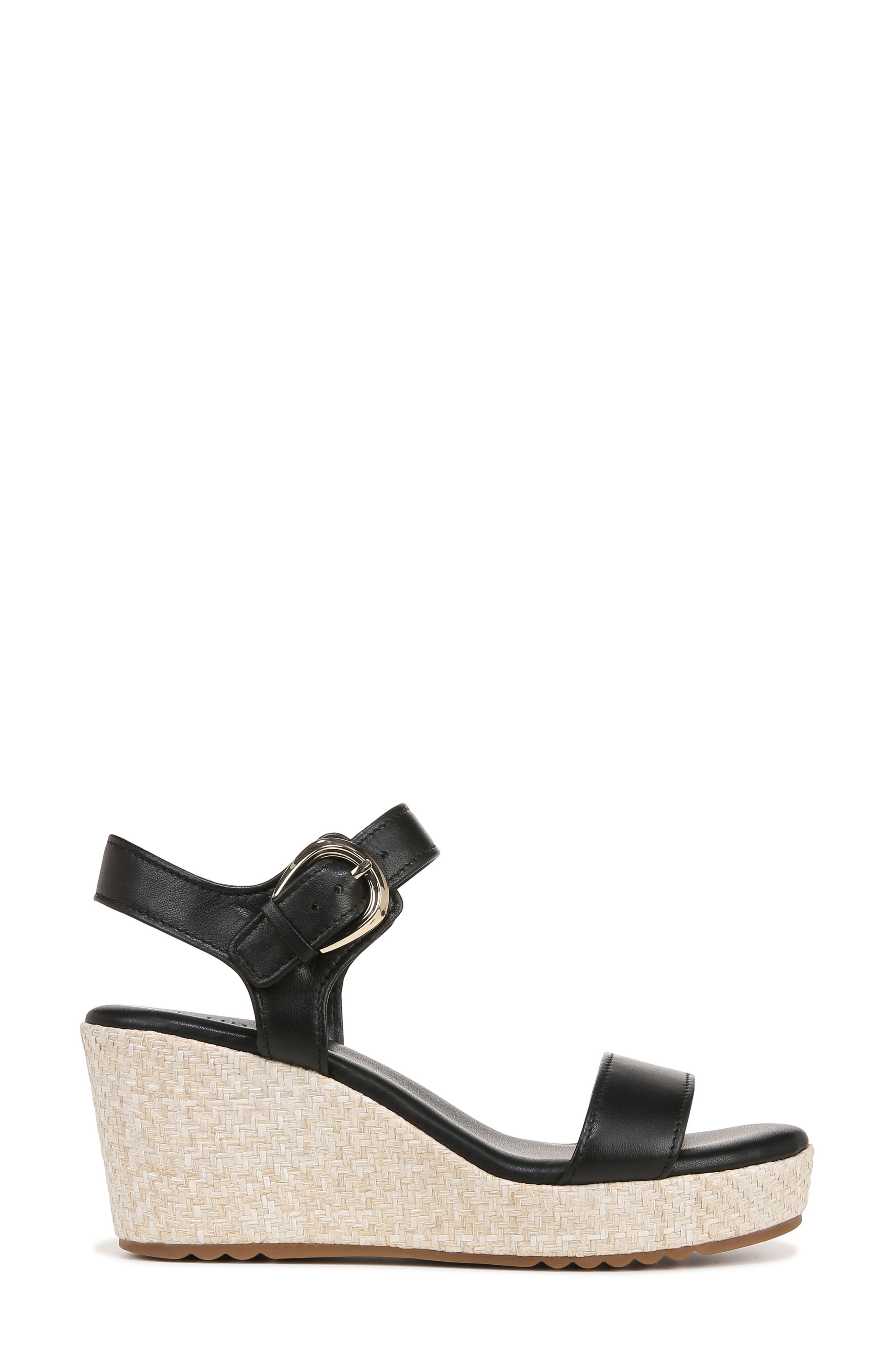 Naturalizer Stella Ankle Strap Platform Wedge Sandal, Alternate, color, Black Leather