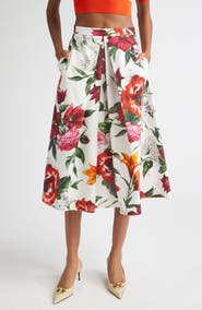 Dolce&Gabbana Floral Pleated Cotton Poplin Skirt