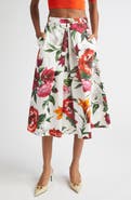 Dolce&Gabbana Floral Pleated Cotton Poplin Skirt