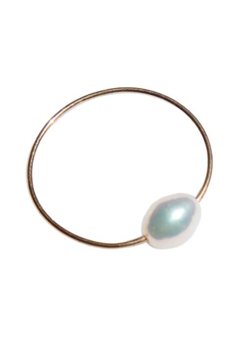 Eden freshwater pearl skinny gold ring