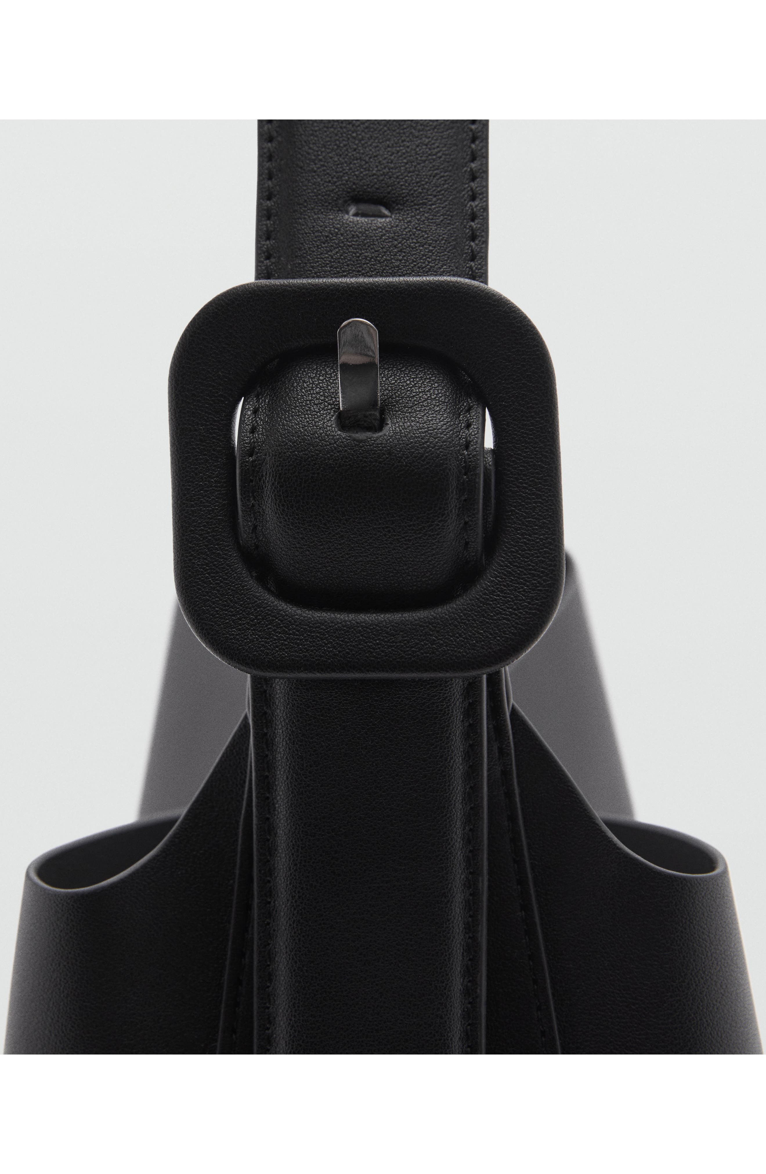 MANGO Buckled Faux Leather Shopper Bag, Alternate, color, 