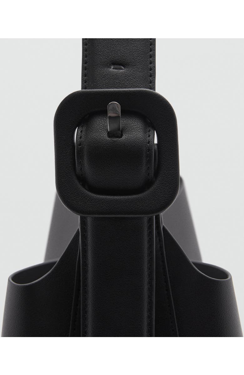 MANGO Buckled Faux Leather Shopper Bag, Alternate, color,