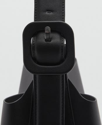 Buckled Faux Leather Shopper Bag