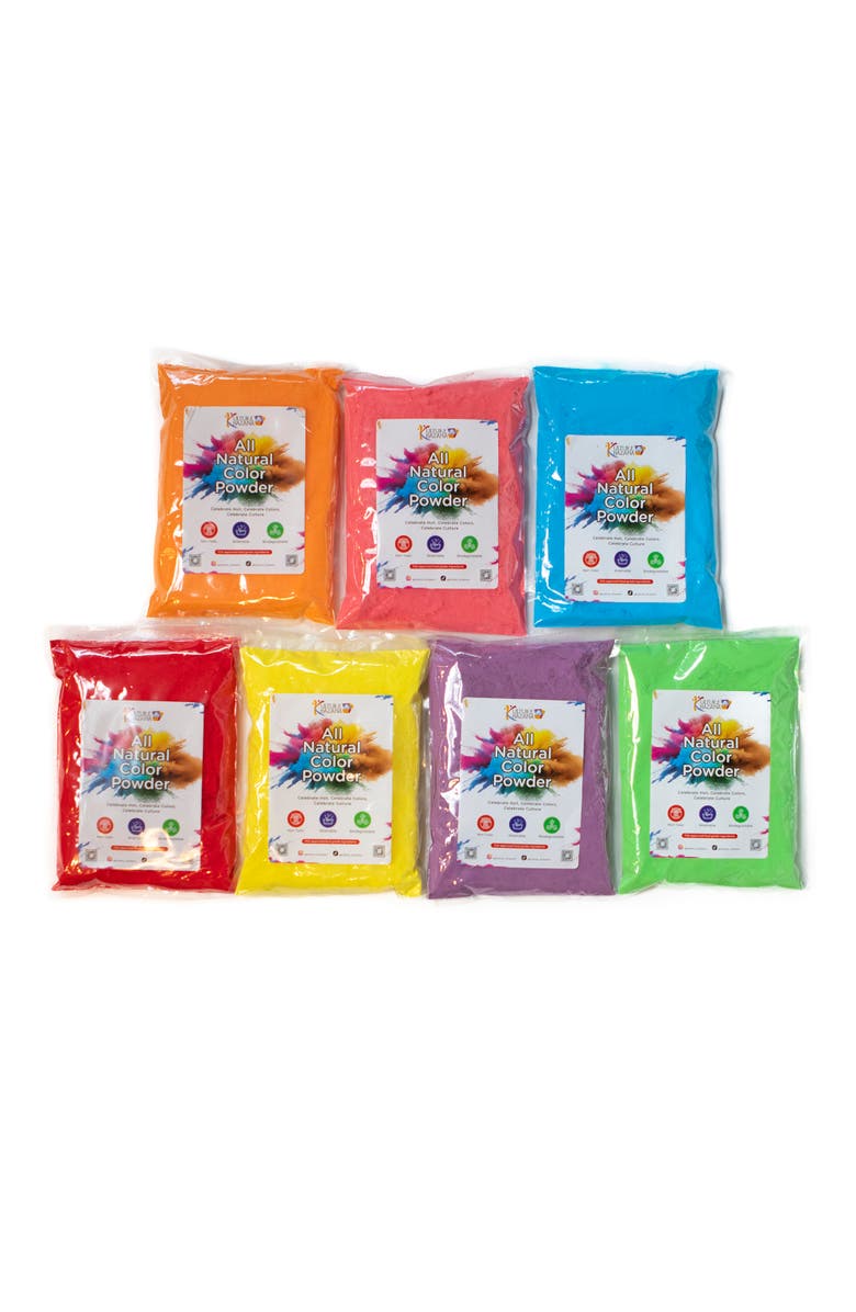 KULTURE KHAZANA Holi Powder 7 Pack, 1 Lb Bags, Natural, Washable, Nontoxic, Main, color, Multicolored