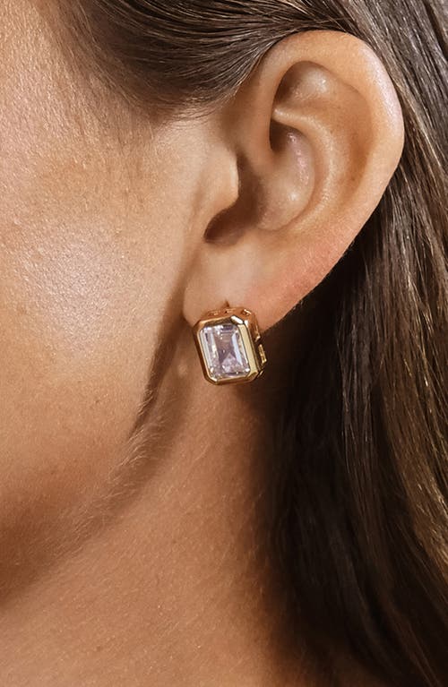 Sterling Forever Camille Bezel Cubic Zirconia Stud Earrings In Gold