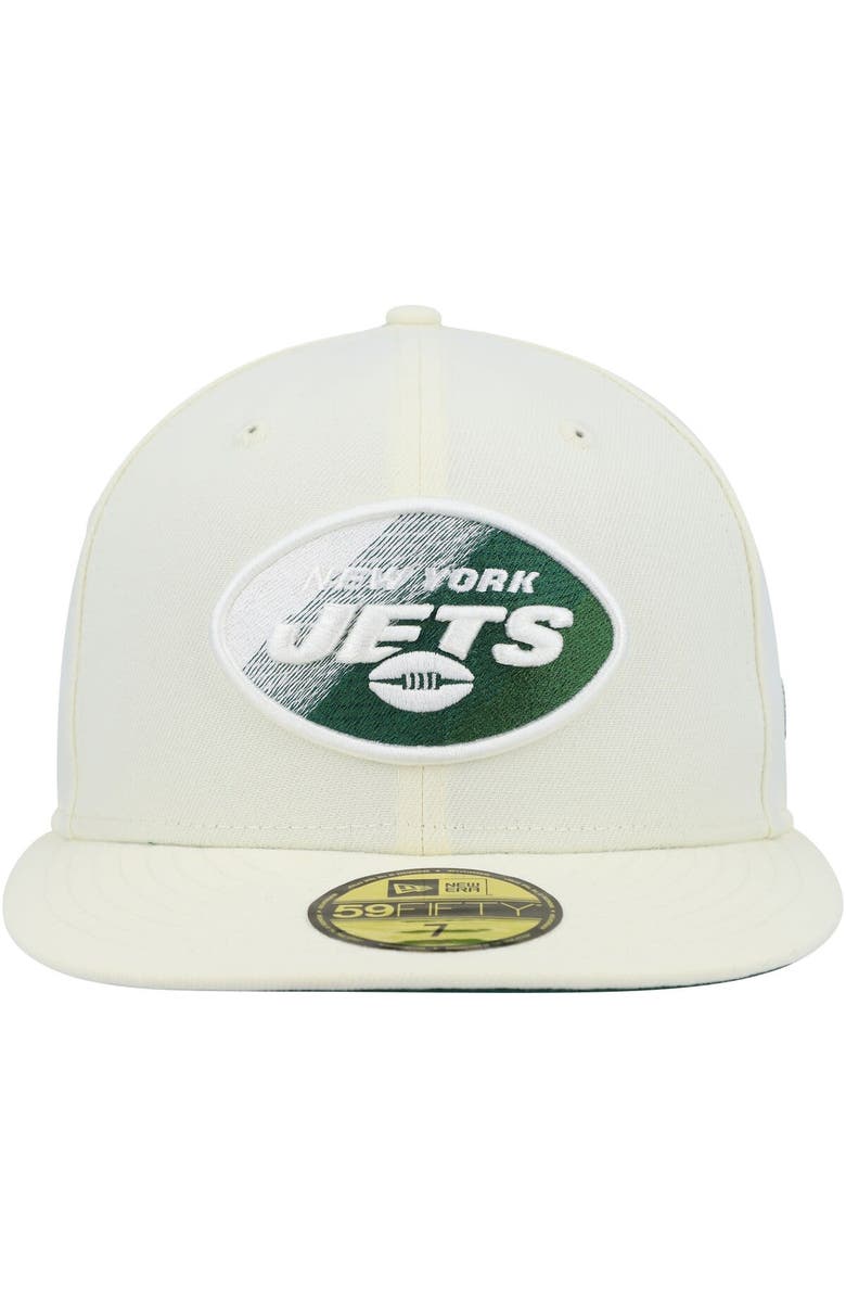 New Era Men's New Era Cream New York Jets Chrome Color Dim 59FIFTY Fitted Hat, Alternate, color, 