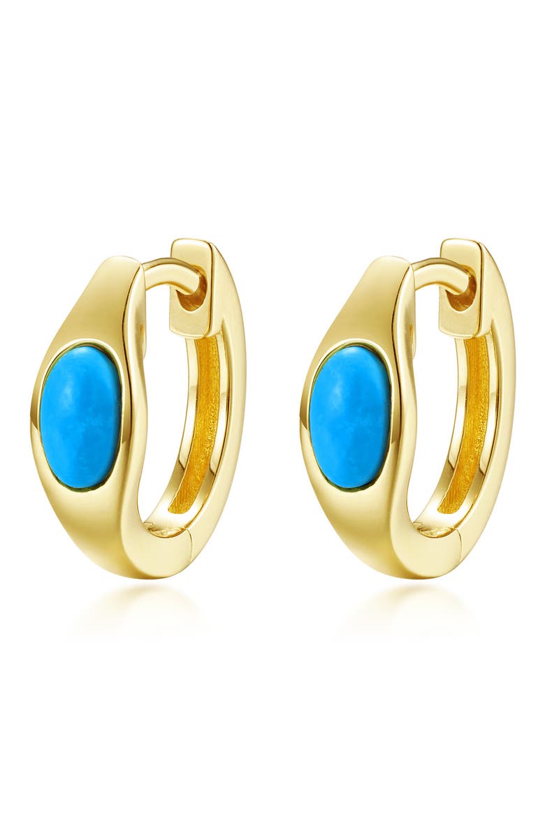Newport Huggie Hoop Earrings, Main, color, TURQUOISE