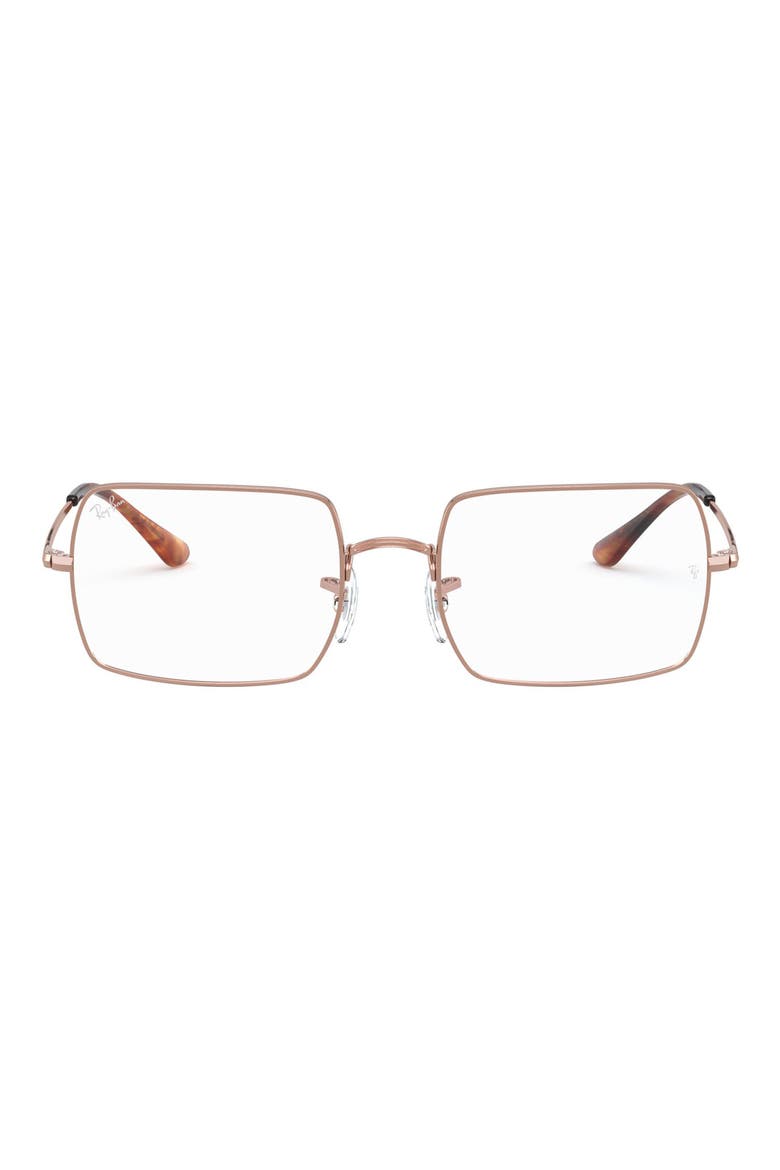 Unisex 54mm Rectangular Optical Glasses, Main, color, ROSE GOLD