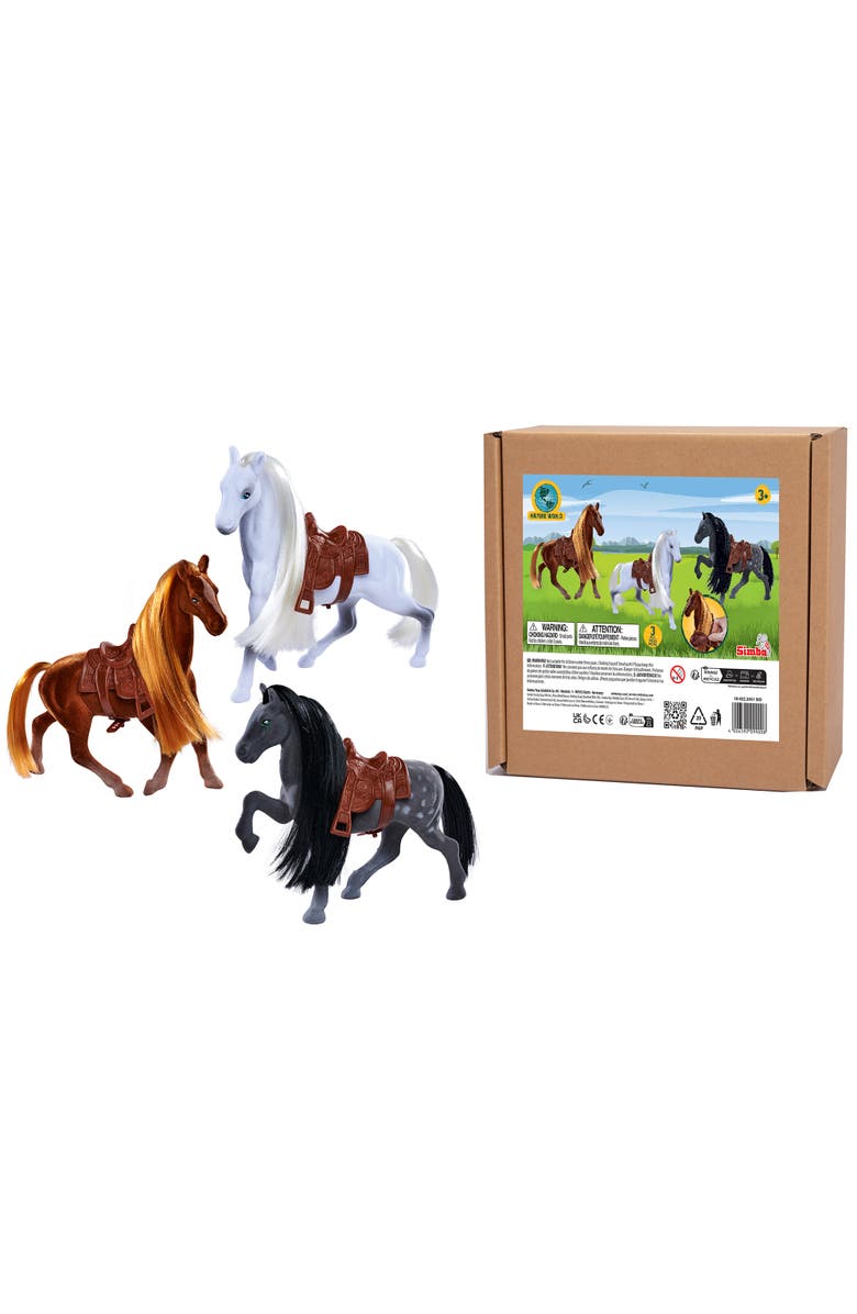 Simba Flocked Horse Set, 3 Pony Figures, Alternate, color, Multicolored