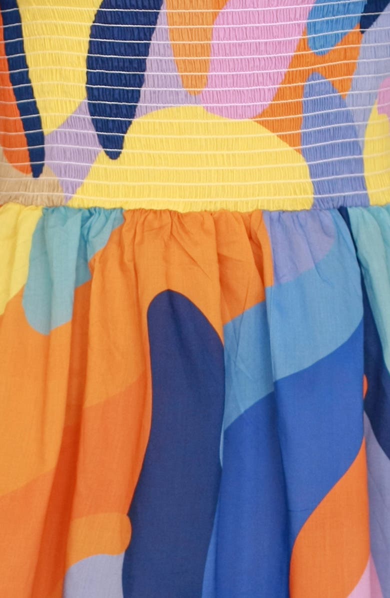 Jessie Zhao New York Tropical Love Smocked Midi Dress, Alternate, color, Blue