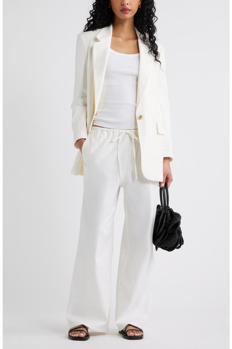 Linen Blend Wide Leg Pants, Alternate, color, WHITE