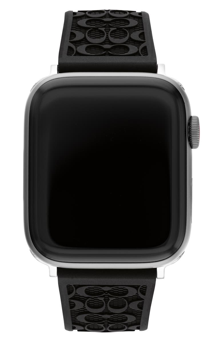 COACH Silicone Apple Watch<sup>®</sup> Watchband, Main, color, Black