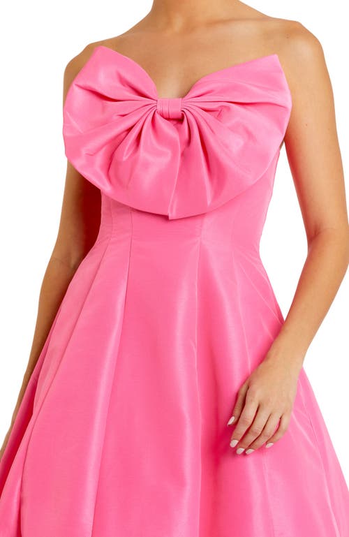 Shop Mac Duggal Strapless A-line Tea Length Statement Bow Midi Dress In Candy Pink