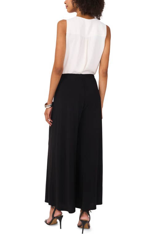 Vince Camuto Petites Womens Solid Polyester Wide Leg Pants In Rich Black