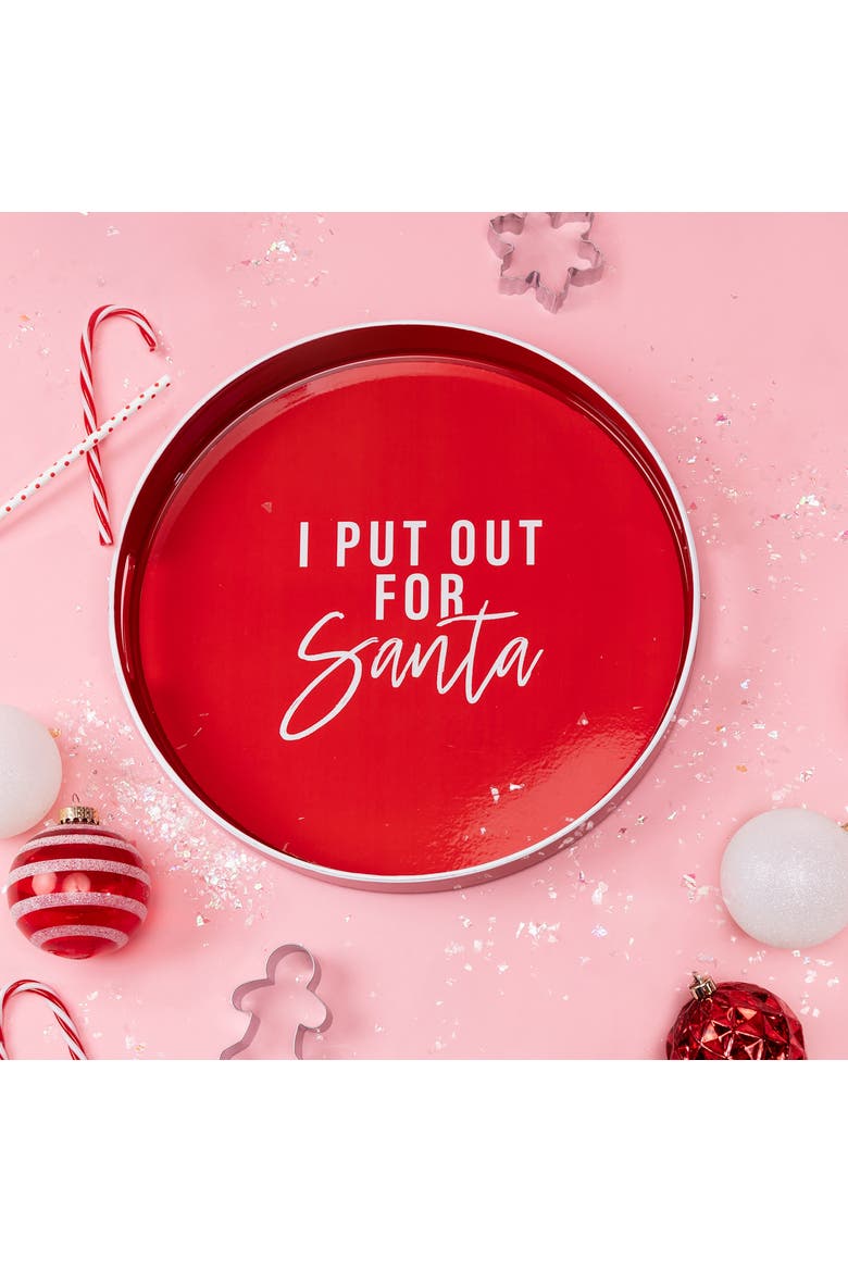 I Put Out For Santa Serving Tray Ceramic Red, Alternate, color, Red