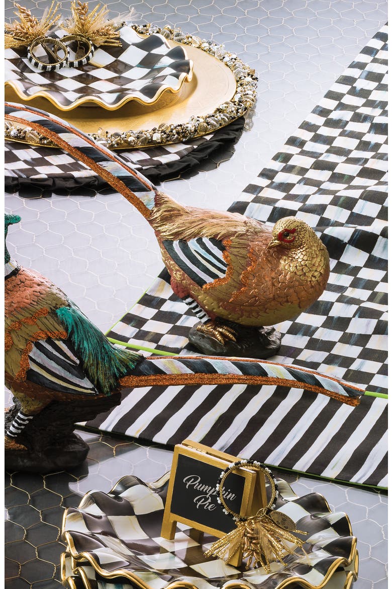 Courtly Check & Stripe Table Runner, Alternate, color, BLACK/ WHITE