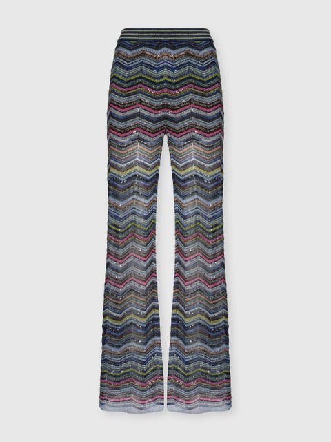 Chevron Palazzo Trousers With Sequins