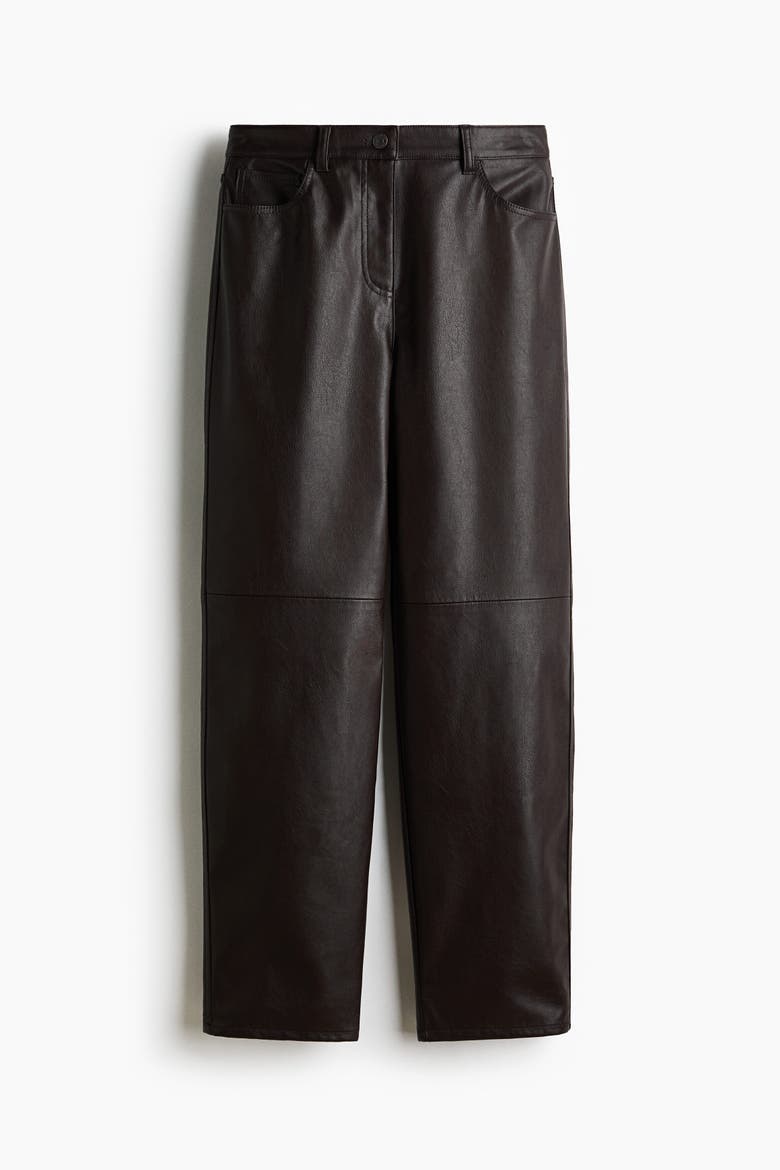 Barrel-leg Coated Pants, Alternate, color, Dark brown
