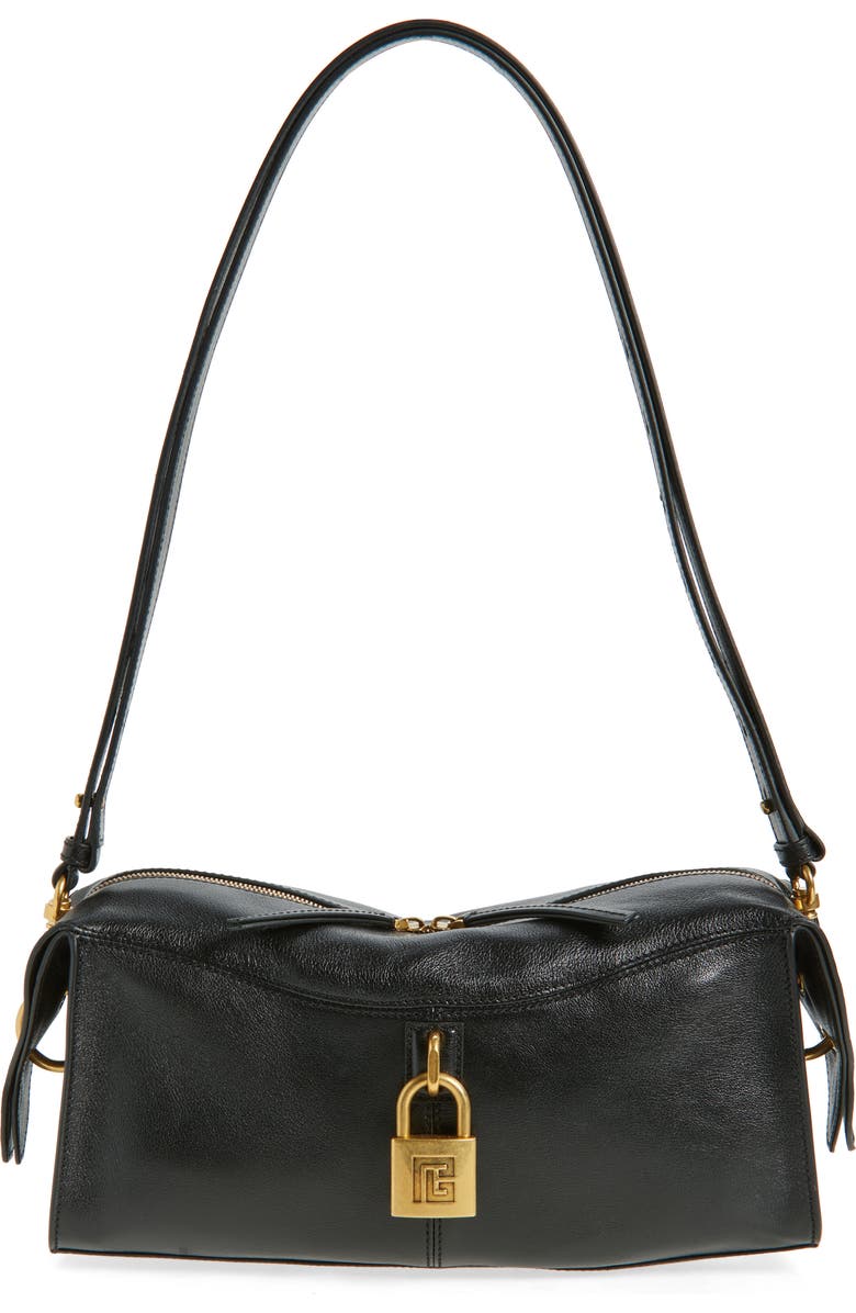 Balmain Pulse Leather Shoulder Bag, Main, color, 0Pa Black