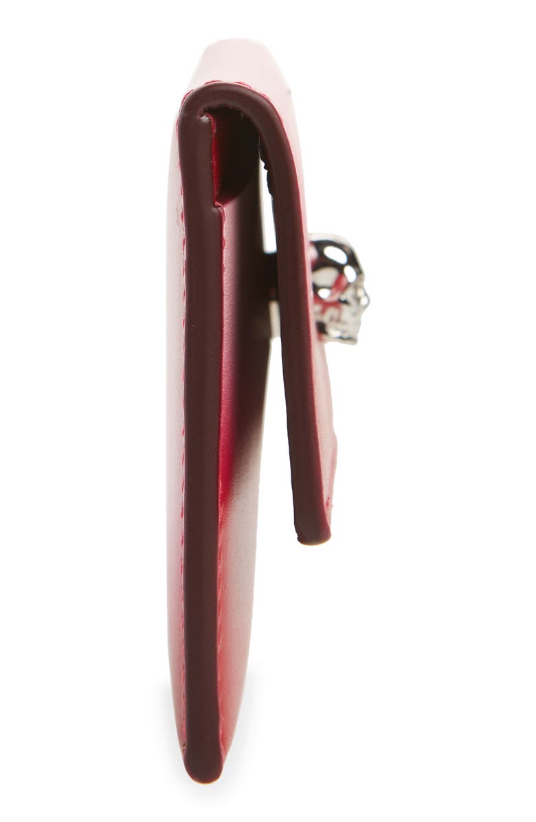 McQueen Alexander McQueen Skull Ombré Leather Card Case, Alternate, color, 