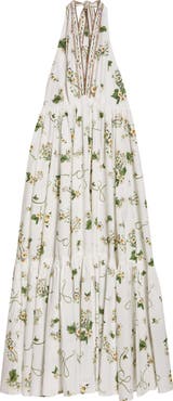Camilla Botanical Utopia Tiered Organic Cotton Halter Maxi Dress