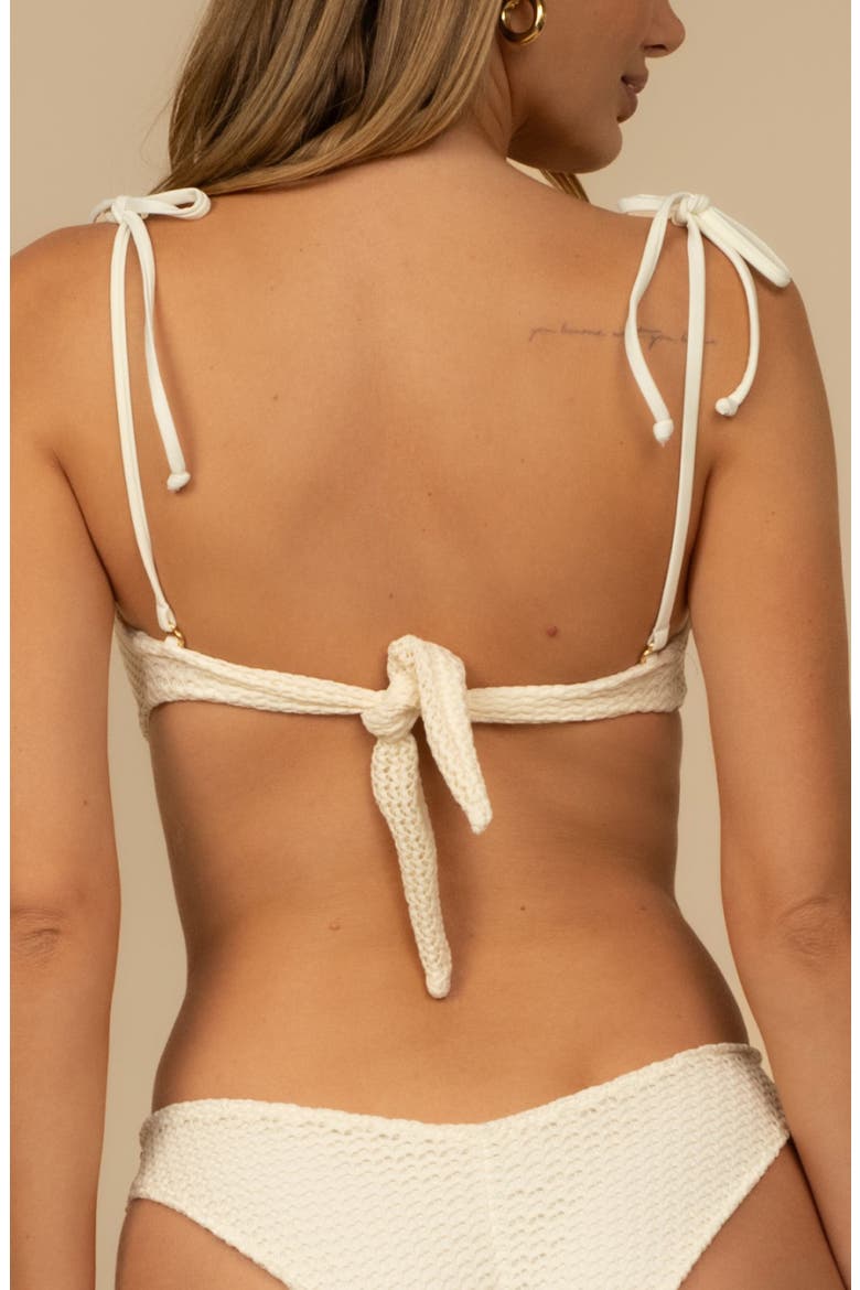 Bone Tori Tie Strap Bandeau Bikini Top, Alternate, color, CREAM