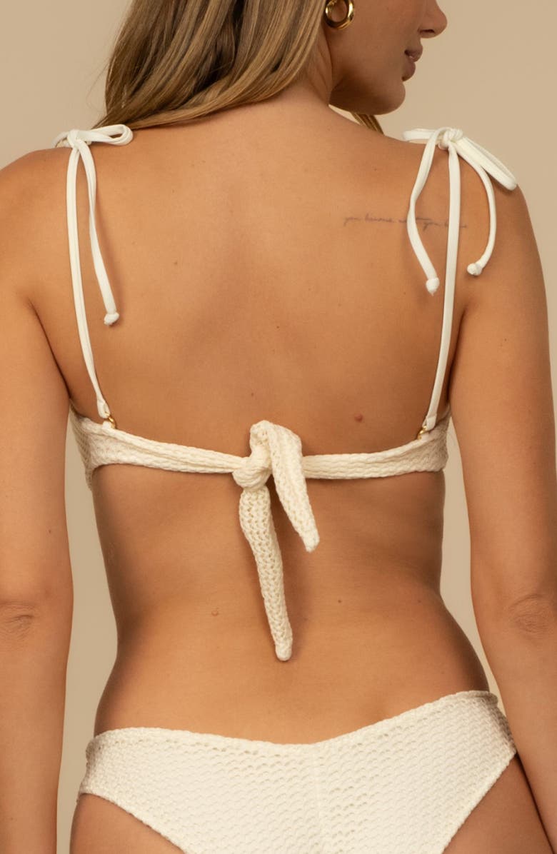 MONTCE Bone Tori Tie Strap Bandeau Bikini Top, Alternate, color, Cream