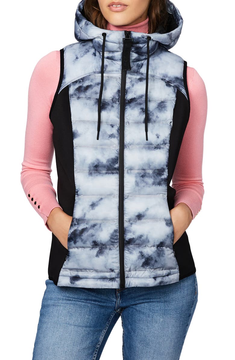 Bernardo Cloud Nine Mixed Media Hooded Puffer Vest, Main, color, 