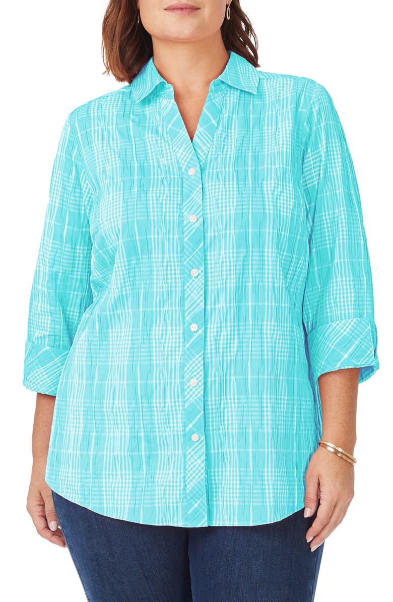 Foxcroft Faith Beach Plaid Button-Up Tunic Shirt, Main, color, 