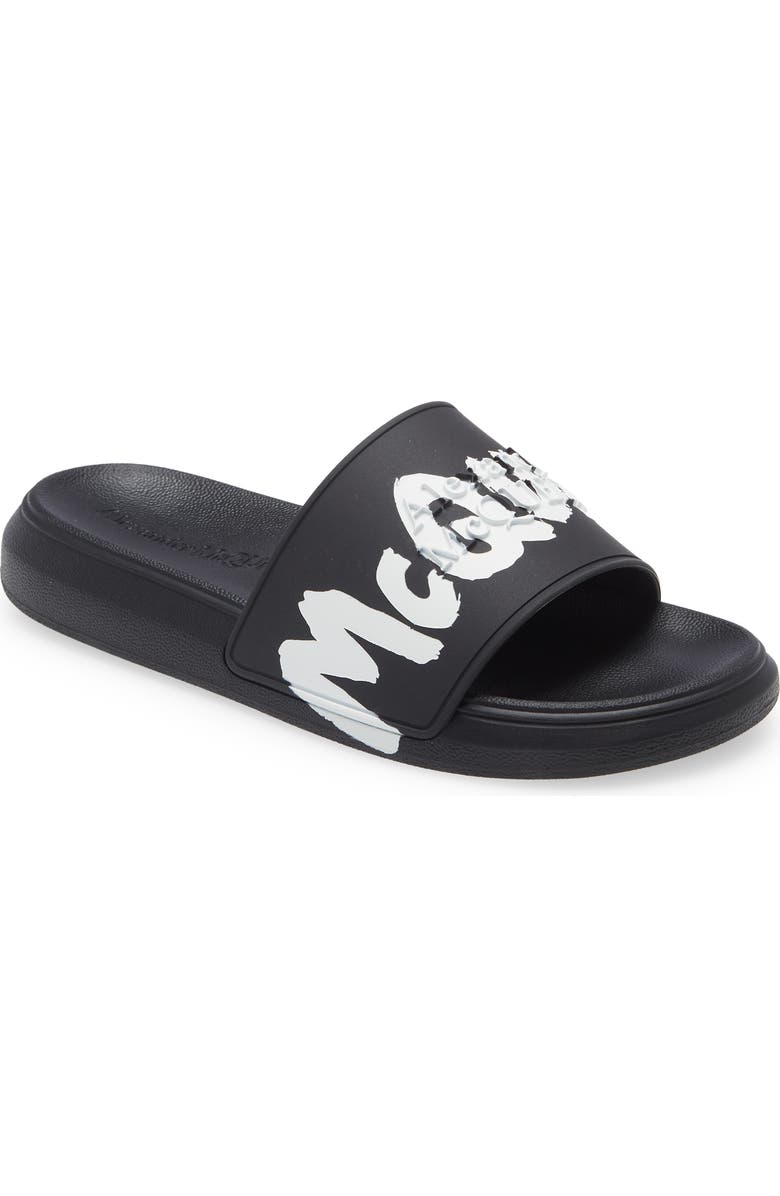 McQueen Alexander McQueen Graffiti Logo Slide Sandal, Main, color,